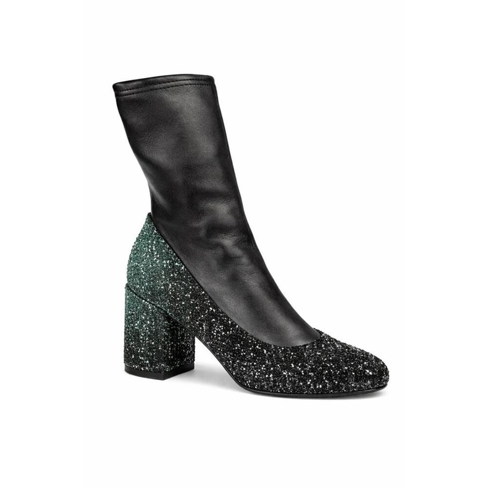 Premiata Sock Ankle Boots EU 35 US 5 Black Crystal Glitter Block Heel Womens NWB